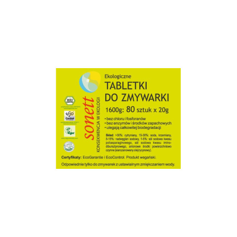 SONETT Tabletki do zmywarki 1,6 kg, 80 sztuk