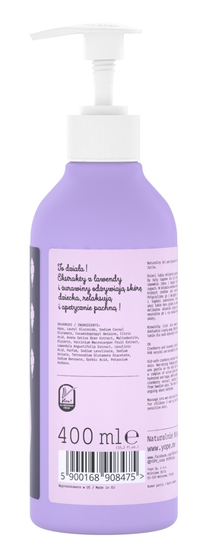 Yope Żel pod prysznic dla dzieci Żurawina i Lawenda 400 ml