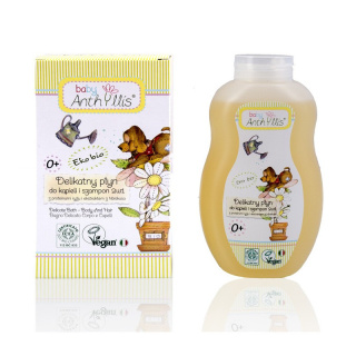 BABY ANTHYLLIS Delikatny płyn do kąpieli i szampon 2w1, proteiny ryżu, ekstrakt z hibiskusa z upraw organicznych 400 ml