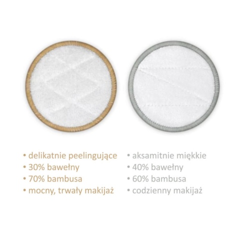 BAMBAW Wielorazowe płatki, waciki kosmetyczne bambusowo-bawełniane, zestaw 16 szt.