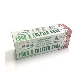 BIOBAG Woreczki do przechowywania i mrożenia żywności, 4L, rolka 25 szt., bez BPA, kompostowalne