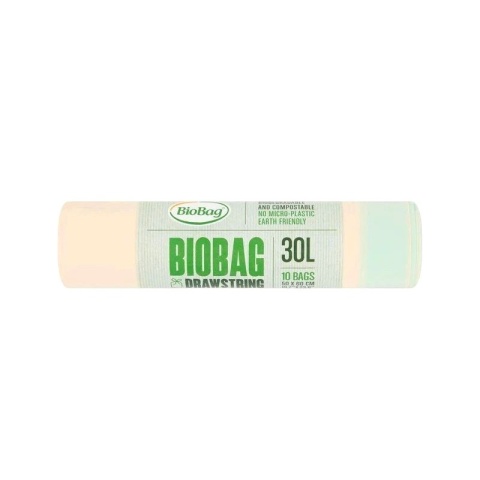 BIOBAG Worki z taśmą na odpady organiczne i zmieszane, 30L, rolka 10 szt., w 100% biodegradowalne i kompostowalne