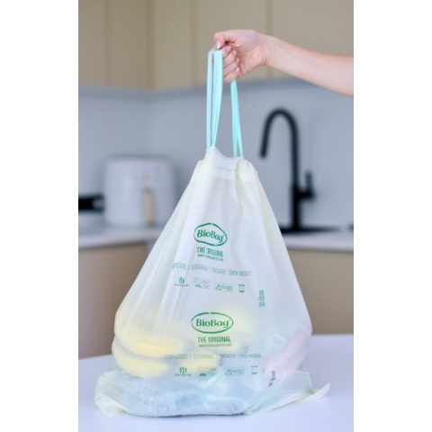 BIOBAG Worki z taśmą na odpady organiczne i zmieszane, 30L, rolka 10 szt., w 100% biodegradowalne i kompostowalne