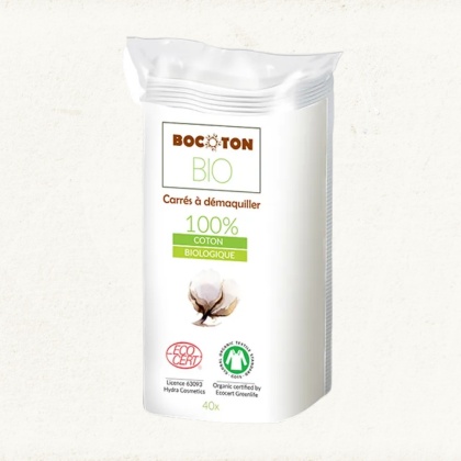 BOCOTON Ekologiczne płatki kosmetyczne BIO kwadratowe 75x75mm / 40szt