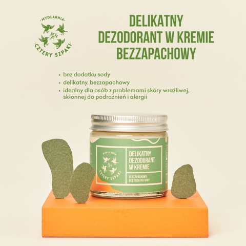 CZTERY SZPAKI Naturalny dezodorant w kremie bez dodatku sody - bezzapachowy 60 ml