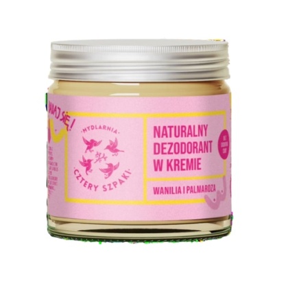 CZTERY SZPAKI Naturalny dezodorant w kremie bez dodatku sody " Badaj się" Wanilia i Palmaroza 60 ml