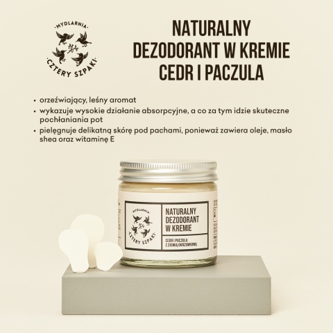 CZTERY SZPAKI Naturalny dezodorant w kremie cedr i paczula bez dodatku sody 60 ml