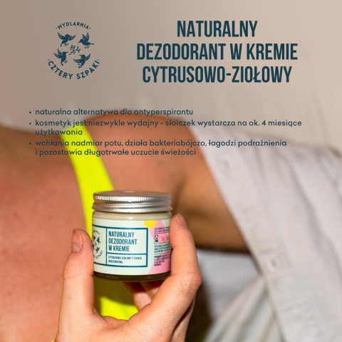 CZTERY SZPAKI Naturalny dezodorant w kremie cytrusowo-ziołowy z dodatkiem sody 60 ml