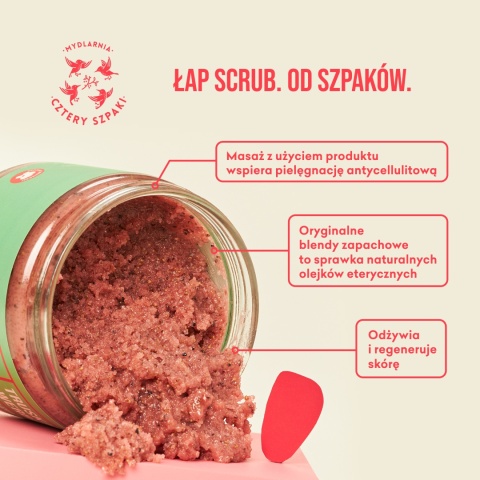 CZTERY SZPAKI Peeling cukrowy do ciała truskawka i werbena 250 ml