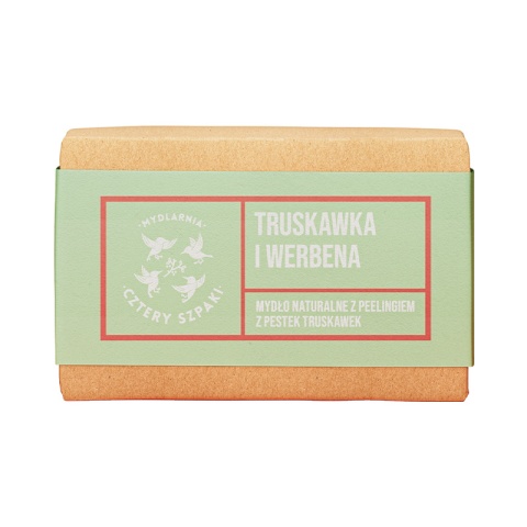 CZTERY SZPAKI Peelingujące mydło w kostce - truskawka i werbena 110 g