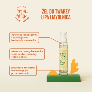 CZTERY SZPAKI Żel do mycia twarzy Lipa i Mydlnica 100 ml