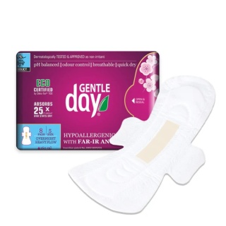 GENTLE DAY Podpaski ekologiczne NA NOC, z paskiem anionowym 8 szt.