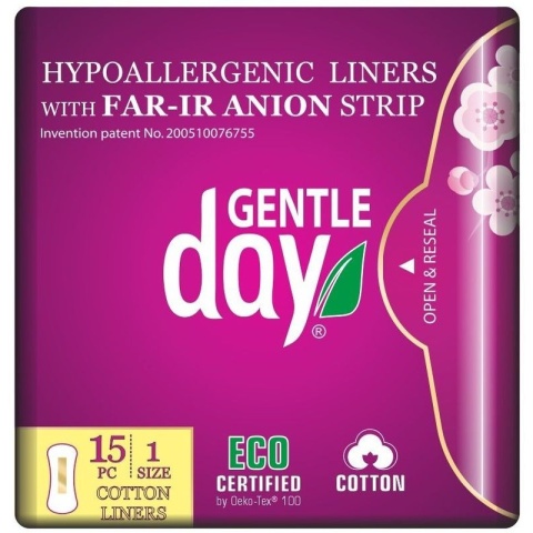 GENTLE DAY Wkładki z paskiem anionowym, ekologiczne 15 szt.