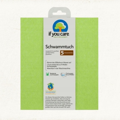 IF YOU CARE Kompostowalne, wielorazowe ścierki gąbczaste, 5 sztuk