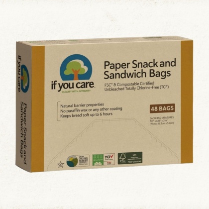 IF YOU CARE Papierowe torebki na kanapki i przekąski, kompostowalne, 48 sztuk