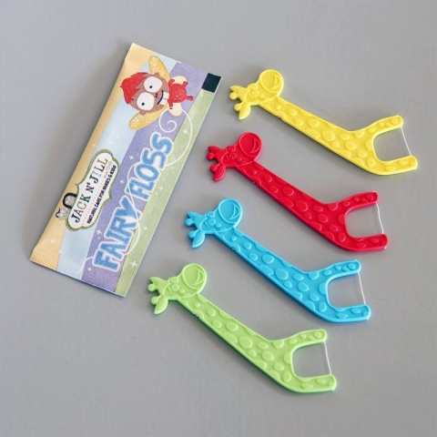 JACK N' JILL Nić dentystyczna dla dzieci z uchwytem Fairy Floss, 30 szt