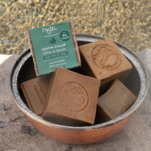NAJEL Mydło z Aleppo, oliwa z oliwek i 5% oleju laurowego, do każdego typu skóry, 190 g