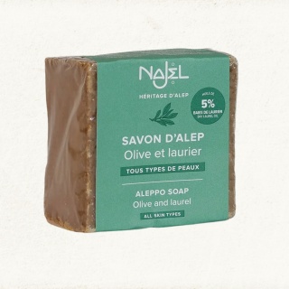 NAJEL Mydło z Aleppo, oliwa z oliwek i 5% oleju laurowego, do każdego typu skóry, 190 g
