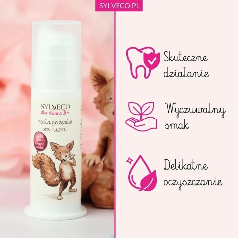SYLVECO dla dzieci 3+ Pasta do zębów bez fluoru 75 ml DATA WAŻNOŚCI: 31.05.2026