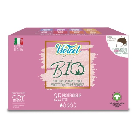VIVICOT BIO Wkładki higieniczne, z organicznej bawełny, niebielone chlorem 35 sztuk