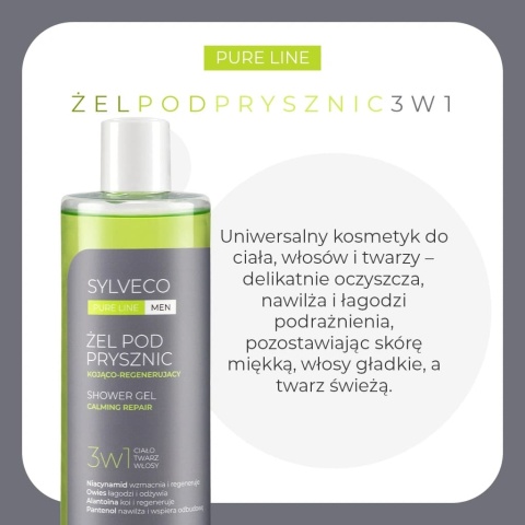 SYLVECO PURE LINE MEN Żel pod Prysznic 3w1 Kojąco-Regenerujący 400 ml