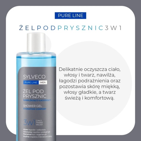 SYLVECO PURE LINE MEN Żel pod Prysznic 3w1 Nawilżająco-Łagodzący 400 ml