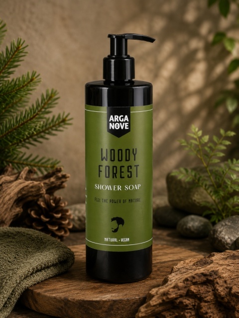 ARGANOVE Mydło oliwne dla mężczyzn pod prysznic Woody Forest 400 ml