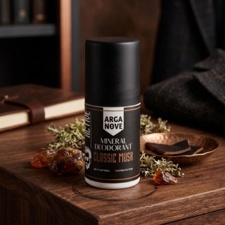 ARGANOVE Naturalny dezodorant mineralny Classic Musk z olejem arganowym Roll-On 50 ml