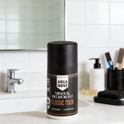 ARGANOVE Naturalny dezodorant mineralny Classic Musk z olejem arganowym Roll-On 50 ml