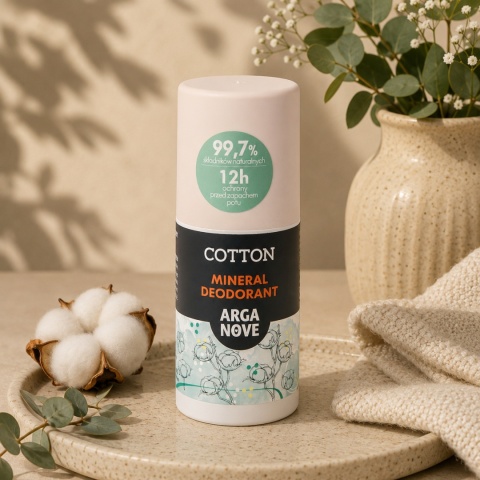 ARGANOVE Naturalny dezodorant mineralny Cotton z olejem arganowym roll-on 50 ml