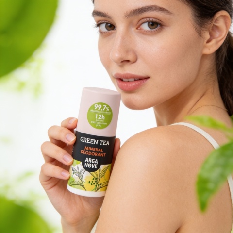 ARGANOVE Naturalny dezodorant mineralny Zielona Herbata z olejem arganowym roll-on 50 ml