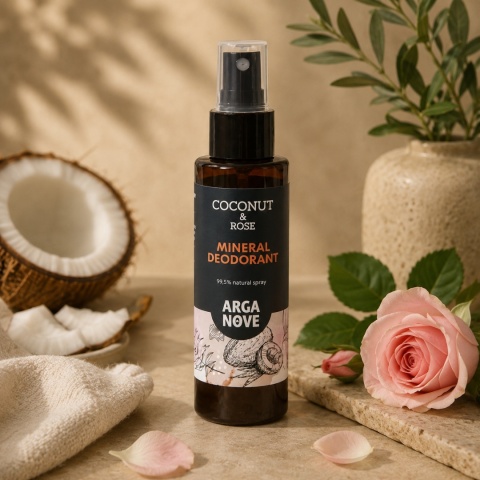 ARGANOVE Naturalny dezodorant mineralny do ciała Kokos & Róża 100 ml
