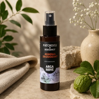 ARGANOVE Naturalny dezodorant mineralny do ciała Patchuli Bergamotka z olejem arganowym 100 ml