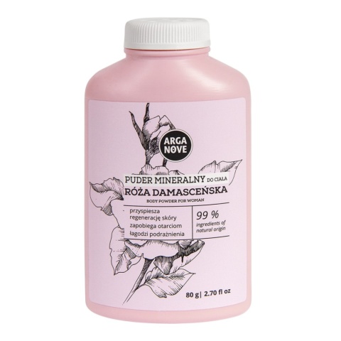 ARGANOVE Naturalny różany puder mineralny do ciała dla kobiet przeciw otarciom 80 g