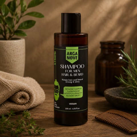 ARGANOVE Wegański ziołowy szampon dla mężczyzn do brody i włosów Strong 200 ml