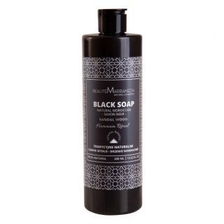 BEAUTE MARRAKECH Naturalne czarne mydło Savon Noir Drzewo sandałowe – żel pod prysznic 400 ml