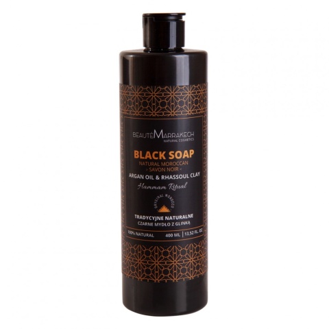 BEAUTE MARRAKECH Naturalne czarne mydło Savon Noir z olejem arganowym i glinką Rhassoul – żel pod prysznic 400 ml