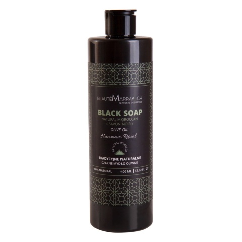 BEAUTE MARRAKECH Naturalne czarne mydło oliwne w płynie pod prysznic 400 ml