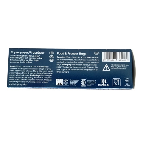 BIOBAG Woreczki do przechowywania i mrożenia żywności, 4L, rolka 25 szt., bez BPA, kompostowalne