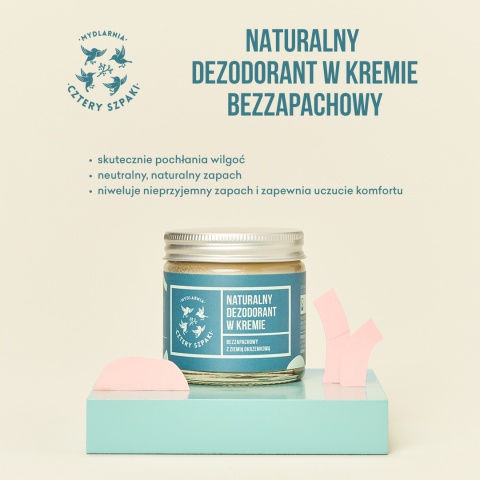 CZTERY SZPAKI Naturalny dezodorant w kremie bezzapachowy z dodatkiem sody 60 ml Data Ważności: 02.10.2026