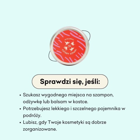 CZTERY SZPAKI Puszka na szampon/odżywkę CZERWONO-RÓŻOWA