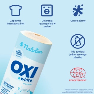 NATULIM Oxi White – ekologiczny odplamiacz w proszku do białych tkanin 500 g