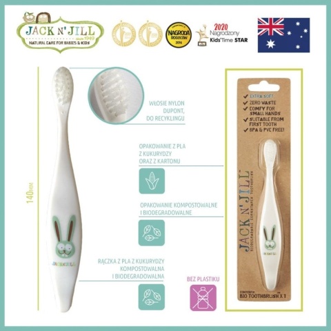 JACK N' JILL Biodegradowalna Szczoteczka do Zębów dla Dzieci „Króliczek”