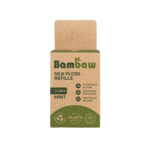 BAMBAW Jedwabna nić dentystyczna – UZUPEŁNIENIE, 2 × 50 m