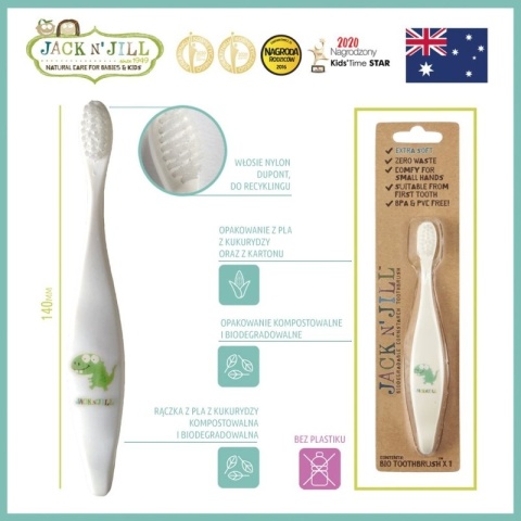 JACK N' JILL Biodegradowalna Szczoteczka do Zębów dla Dzieci „Dinozaur”