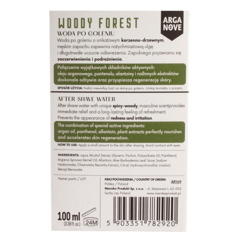 ARGANOVE Woda po goleniu Woody Forest 100 ml