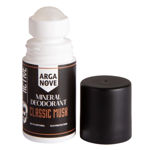 ARGANOVE Naturalny dezodorant mineralny Classic Musk z olejem arganowym Roll-On 50 ml