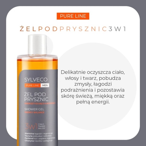 SYLVECO PURE LINE MEN Żel pod Prysznic 3w1 Energetyzująco-Łagodzący 400 ml