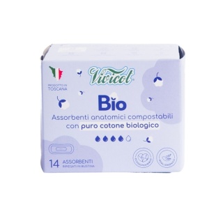 VIVICOT BIO Podpaski ANATOMIC ultra cienkie, z organicznej bawełny, niebielone chlorem 14 sztuk