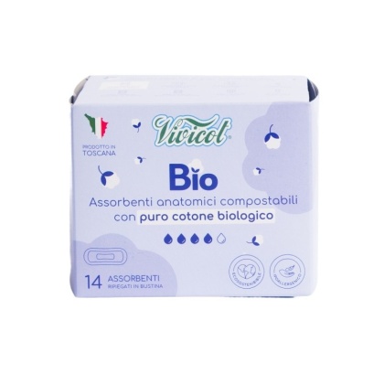 VIVICOT BIO Podpaski ANATOMIC ultra cienkie, z organicznej bawełny, niebielone chlorem 14 sztuk